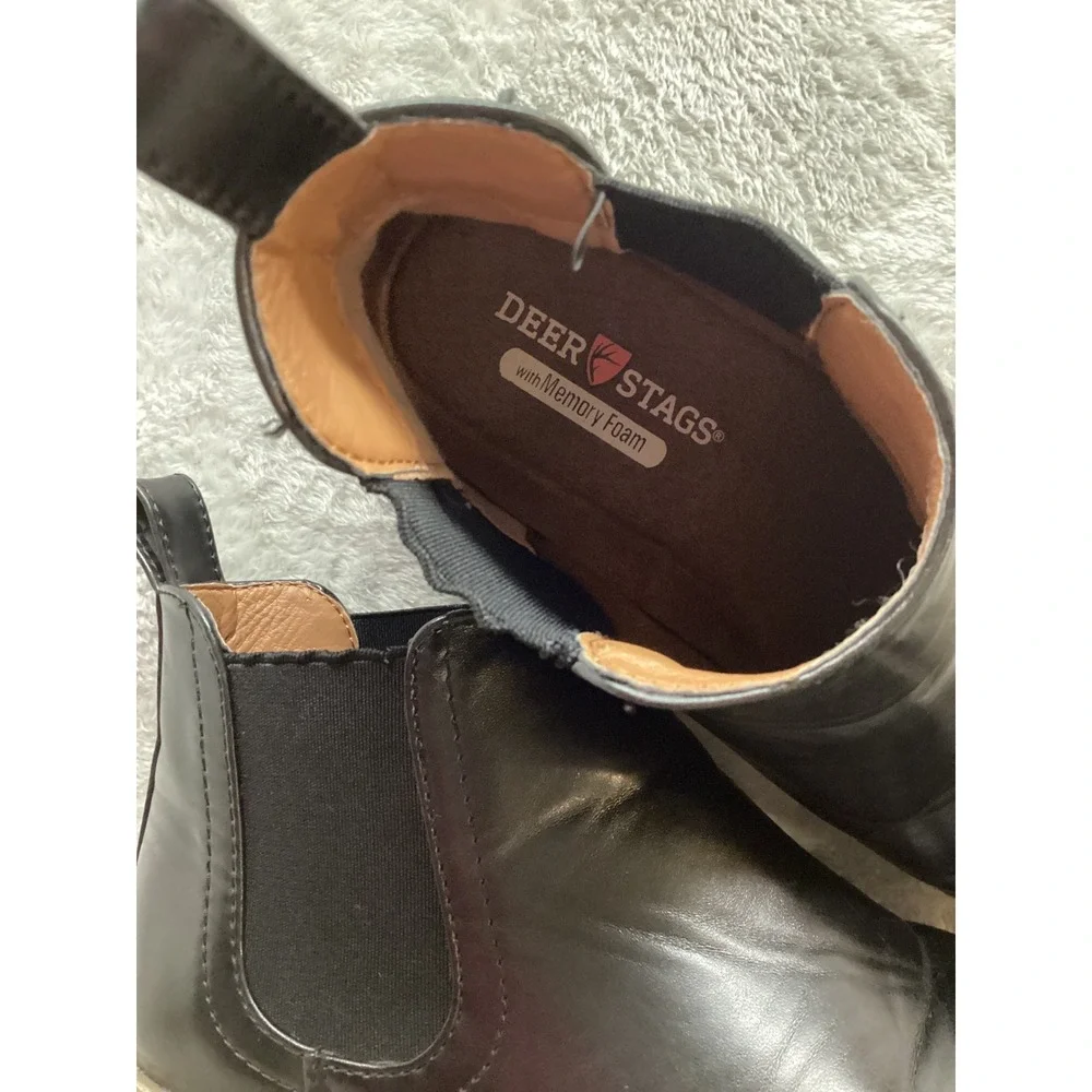 Deer‎ Stags Zane Black Leather Memory Foam Chelsea Boots Mens Size 5M